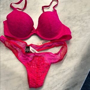 Victoria's Secret Pink Lace Bra/thong set NWT